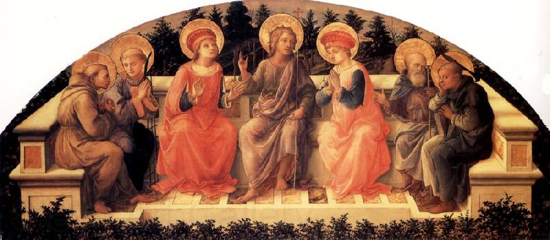 Fra Filippo Lippi Sts Francis,Lawrence,Cosmas or Damian,John the Baptist,Damian or Cosmas,Anthony Abbot and Peter